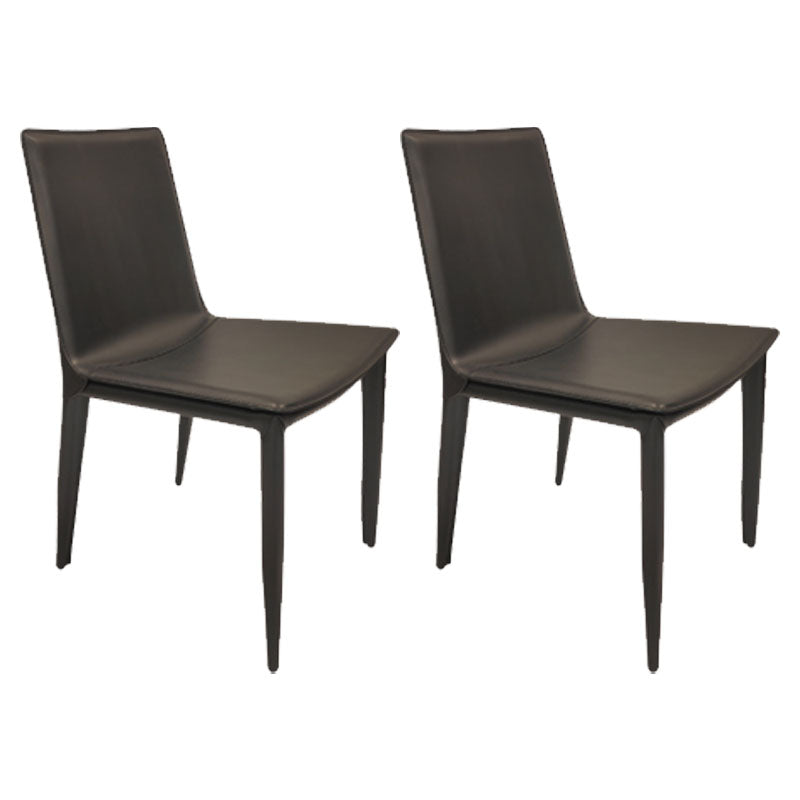 Contemporary Design Leather Dining Chair Armless Solid Back Chair for Home Black 2 Piece Set Clearhalo 'Dining Chairs' 'Dining Tables & Seating' 'dining_chair' 'furn' 'furn_dining_chair' 'Furniture' 'furniture_dining_chair' 'Kitchen & Dining Furniture' 4760761