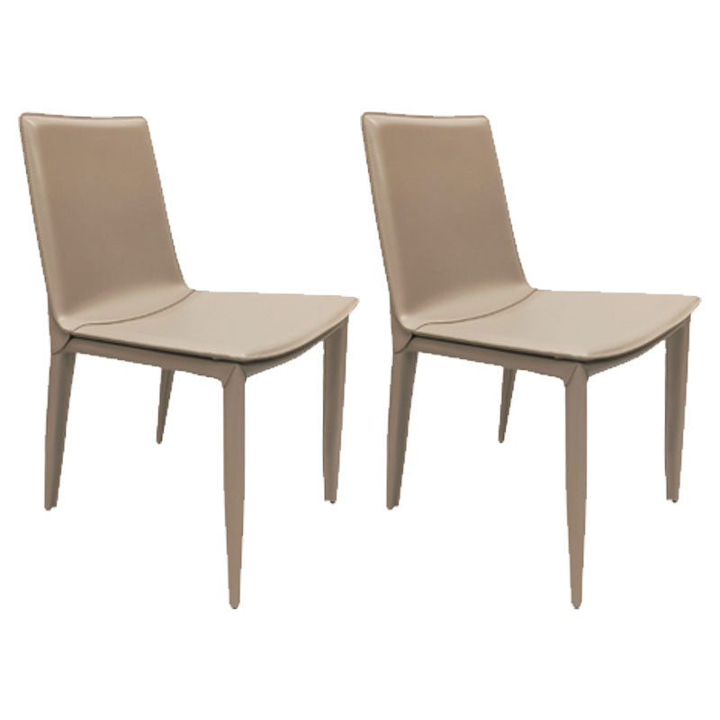 Contemporary Design Leather Dining Chair Armless Solid Back Chair for Home Cream Gray 2 Piece Set Clearhalo 'Dining Chairs' 'Dining Tables & Seating' 'dining_chair' 'furn' 'furn_dining_chair' 'Furniture' 'furniture_dining_chair' 'Kitchen & Dining Furniture' 4760764