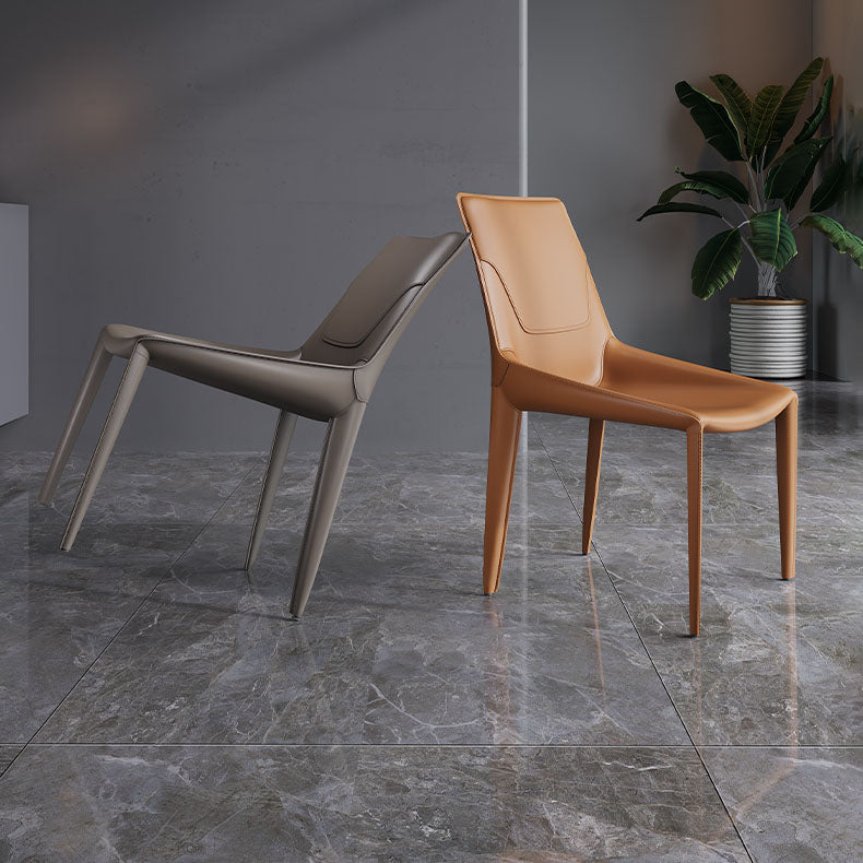 Contemporary Design Leather Dining Chair Armless Solid Back Chair for Home Clearhalo 'Dining Chairs' 'Dining Tables & Seating' 'dining_chair' 'furn' 'furn_dining_chair' 'Furniture' 'furniture_dining_chair' 'Kitchen & Dining Furniture' 4760771