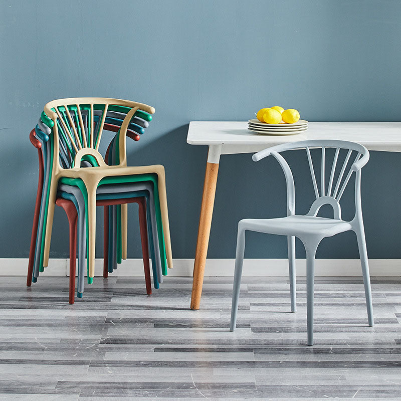 Contemporary Stackable Chairs Dining Kitchen Arm Chair with Plastic Legs Clearhalo 'Dining Chairs' 'Dining Tables & Seating' 'dining_chair' 'Furniture' 'furniture_dining_chair' 'Kitchen & Dining Furniture' 4760776