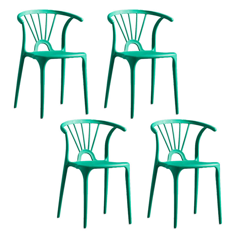 Contemporary Stackable Chairs Dining Kitchen Arm Chair with Plastic Legs Green Set of 4 Clearhalo 'Dining Chairs' 'Dining Tables & Seating' 'dining_chair' 'Furniture' 'furniture_dining_chair' 'Kitchen & Dining Furniture' 4760777