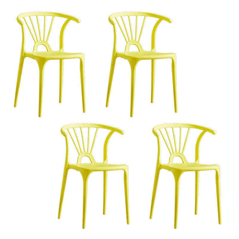 Contemporary Stackable Chairs Dining Kitchen Arm Chair with Plastic Legs Yellow Set of 4 Clearhalo 'Dining Chairs' 'Dining Tables & Seating' 'dining_chair' 'Furniture' 'furniture_dining_chair' 'Kitchen & Dining Furniture' 4760779
