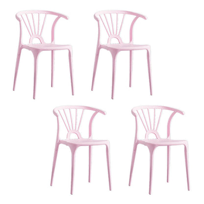 Contemporary Stackable Chairs Dining Kitchen Arm Chair with Plastic Legs Pink Set of 4 Clearhalo 'Dining Chairs' 'Dining Tables & Seating' 'dining_chair' 'Furniture' 'furniture_dining_chair' 'Kitchen & Dining Furniture' 4760780