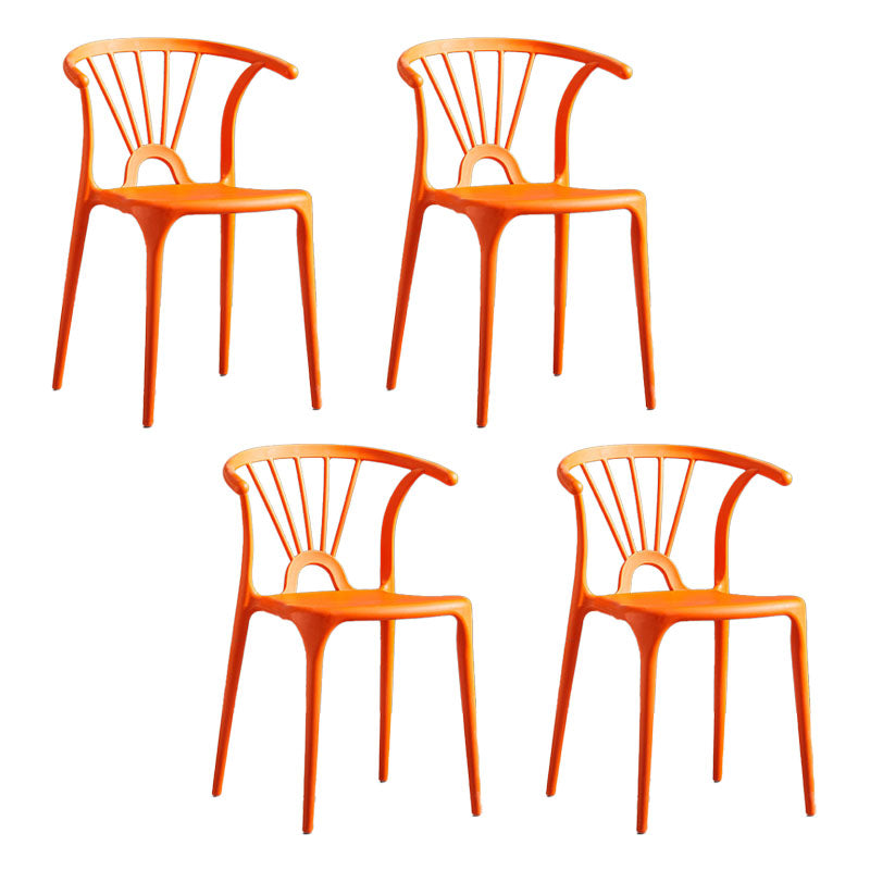 Contemporary Stackable Chairs Dining Kitchen Arm Chair with Plastic Legs Orange Set of 4 Clearhalo 'Dining Chairs' 'Dining Tables & Seating' 'dining_chair' 'Furniture' 'furniture_dining_chair' 'Kitchen & Dining Furniture' 4760782