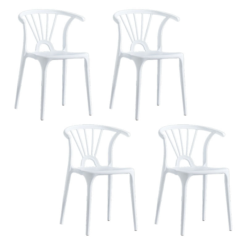 Contemporary Stackable Chairs Dining Kitchen Arm Chair with Plastic Legs White Set of 4 Clearhalo 'Dining Chairs' 'Dining Tables & Seating' 'dining_chair' 'Furniture' 'furniture_dining_chair' 'Kitchen & Dining Furniture' 4760784