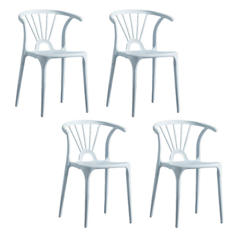 Contemporary Stackable Chairs Dining Kitchen Arm Chair with Plastic Legs Light Blue Set of 4 Clearhalo 'Dining Chairs' 'Dining Tables & Seating' 'dining_chair' 'Furniture' 'furniture_dining_chair' 'Kitchen & Dining Furniture' 4760789