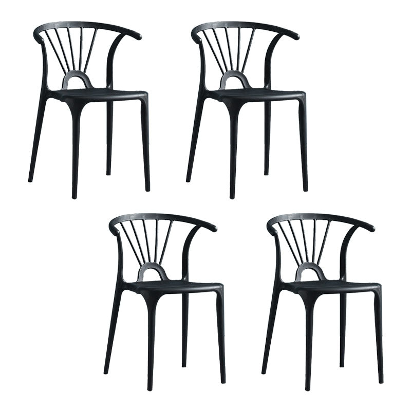 Contemporary Stackable Chairs Dining Kitchen Arm Chair with Plastic Legs Black Set of 4 Clearhalo 'Dining Chairs' 'Dining Tables & Seating' 'dining_chair' 'Furniture' 'furniture_dining_chair' 'Kitchen & Dining Furniture' 4760790