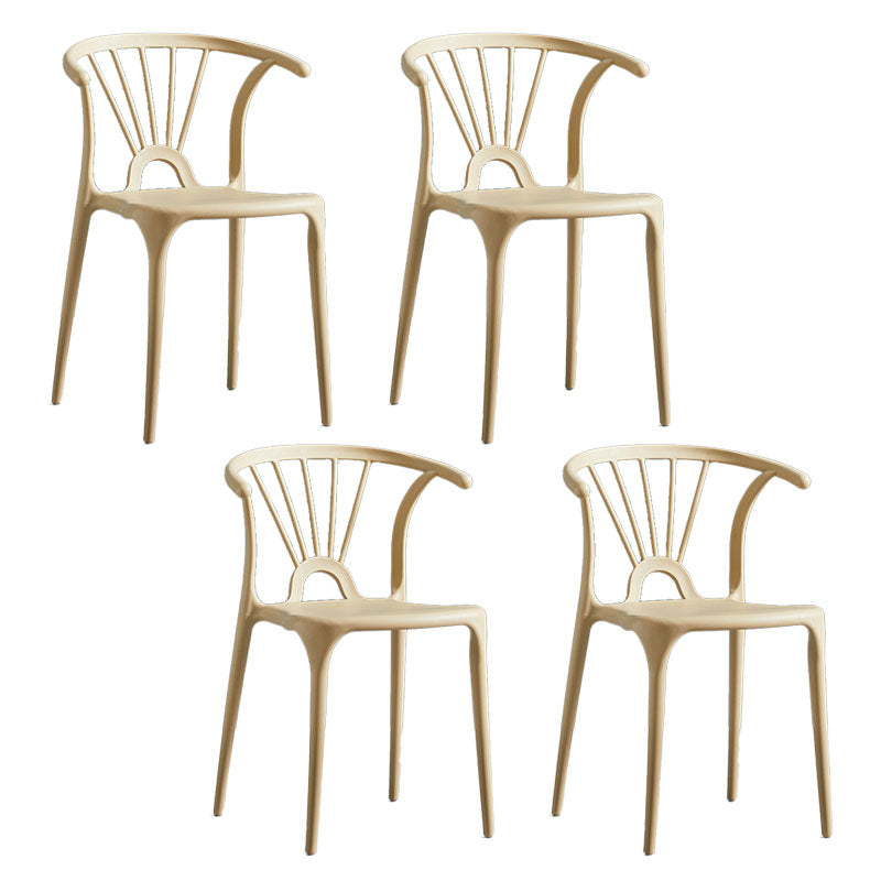 Contemporary Stackable Chairs Dining Kitchen Arm Chair with Plastic Legs Light Khaki Set of 4 Clearhalo 'Dining Chairs' 'Dining Tables & Seating' 'dining_chair' 'Furniture' 'furniture_dining_chair' 'Kitchen & Dining Furniture' 4760793