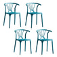 Contemporary Stackable Chairs Dining Kitchen Arm Chair with Plastic Legs Peacock Blue Set of 4 Clearhalo 'Dining Chairs' 'Dining Tables & Seating' 'dining_chair' 'Furniture' 'furniture_dining_chair' 'Kitchen & Dining Furniture' 4760796
