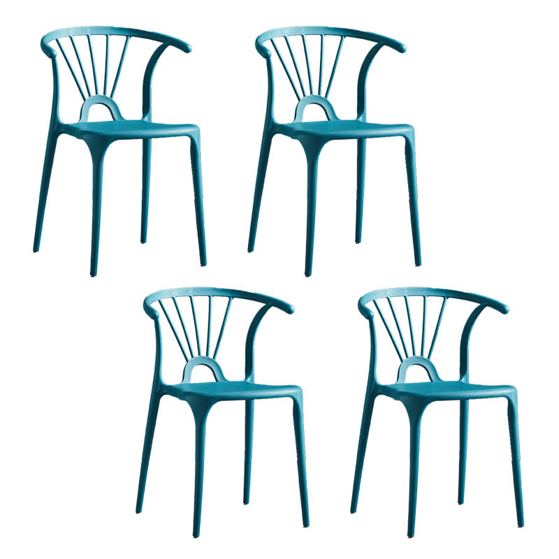 Contemporary Stackable Chairs Dining Kitchen Arm Chair with Plastic Legs Peacock Blue Set of 4 Clearhalo 'Dining Chairs' 'Dining Tables & Seating' 'dining_chair' 'Furniture' 'furniture_dining_chair' 'Kitchen & Dining Furniture' 4760796