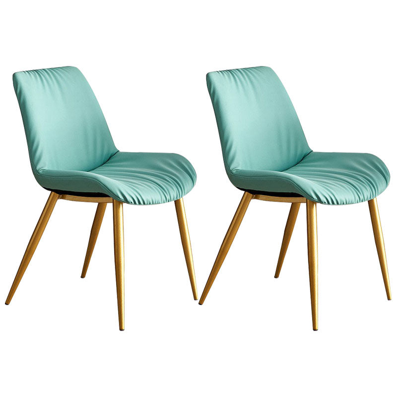 Scandinavian Design Leather Dining Side Chair for Home Armless Solid Back Chair Fruit Green 2 Piece Set Clearhalo 'Dining Chairs' 'Dining Tables & Seating' 'dining_chair' 'furn' 'furn_dining_chair' 'Furniture' 'furniture_dining_chair' 'Kitchen & Dining Furniture' 4760800