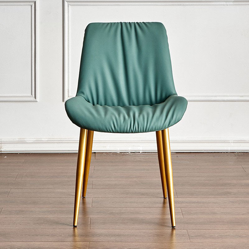 Scandinavian Design Leather Dining Side Chair for Home Armless Solid Back Chair Green 1 Piece Clearhalo 'Dining Chairs' 'Dining Tables & Seating' 'dining_chair' 'furn' 'furn_dining_chair' 'Furniture' 'furniture_dining_chair' 'Kitchen & Dining Furniture' 4760804