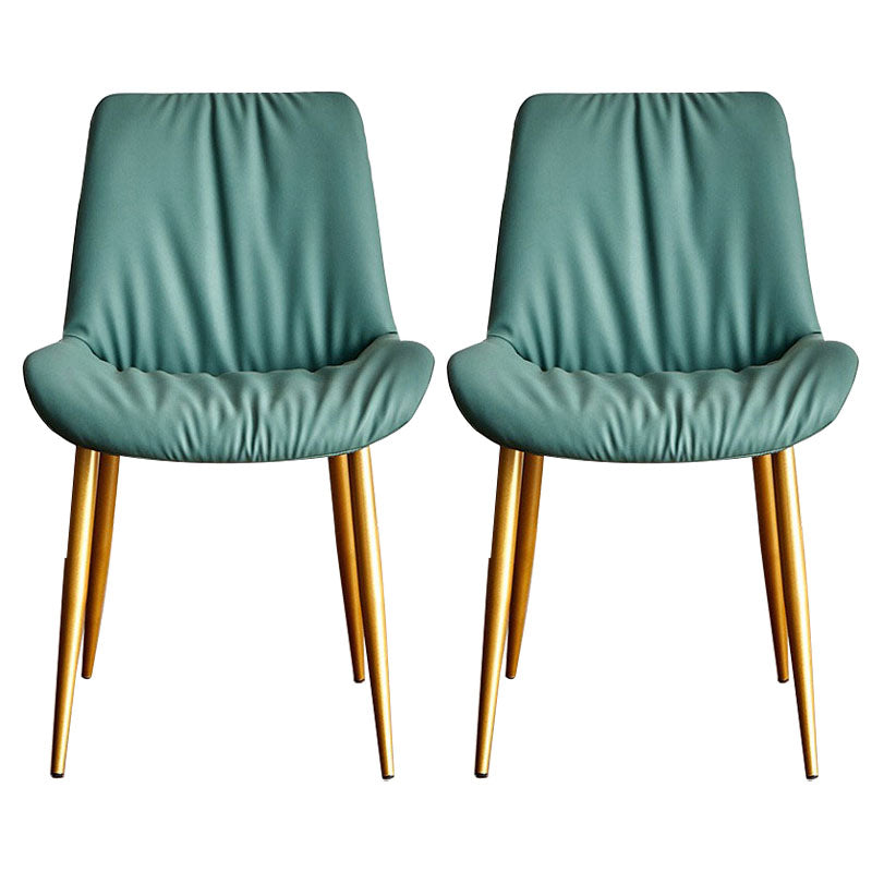Scandinavian Design Leather Dining Side Chair for Home Armless Solid Back Chair Green 2 Piece Set Clearhalo 'Dining Chairs' 'Dining Tables & Seating' 'dining_chair' 'furn' 'furn_dining_chair' 'Furniture' 'furniture_dining_chair' 'Kitchen & Dining Furniture' 4760806
