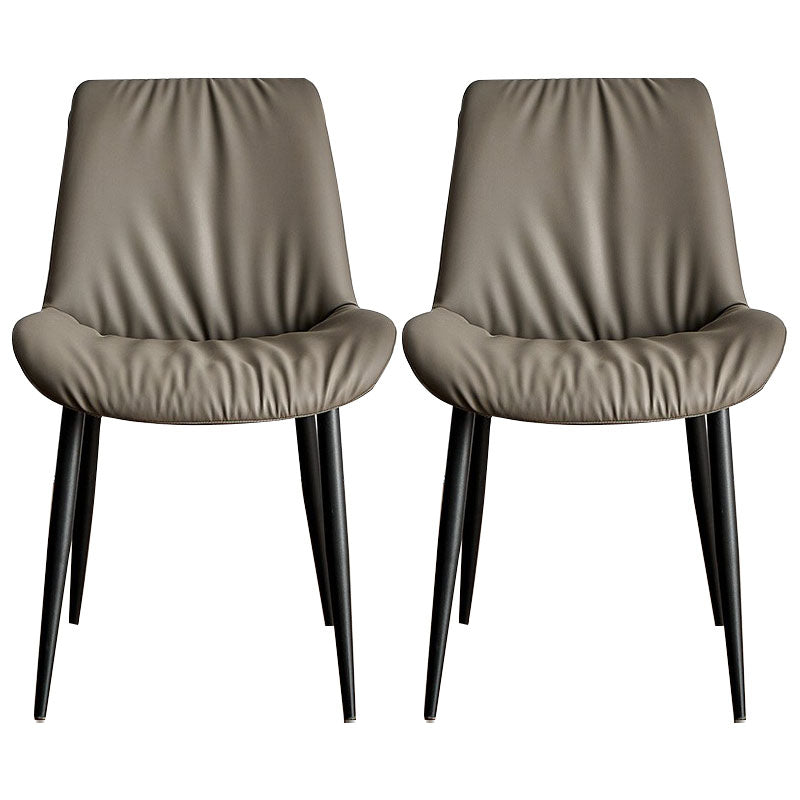 Scandinavian Design Leather Dining Side Chair for Home Armless Solid Back Chair Dark Gray 2 Piece Set Clearhalo 'Dining Chairs' 'Dining Tables & Seating' 'dining_chair' 'furn' 'furn_dining_chair' 'Furniture' 'furniture_dining_chair' 'Kitchen & Dining Furniture' 4760813