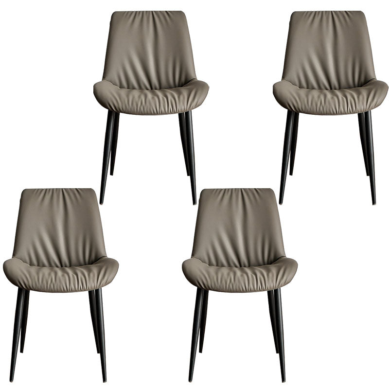 Scandinavian Design Leather Dining Side Chair for Home Armless Solid Back Chair Dark Gray 4 Piece Set Clearhalo 'Dining Chairs' 'Dining Tables & Seating' 'dining_chair' 'furn' 'furn_dining_chair' 'Furniture' 'furniture_dining_chair' 'Kitchen & Dining Furniture' 4760815