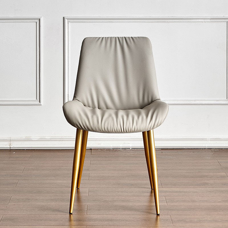 Scandinavian Design Leather Dining Side Chair for Home Armless Solid Back Chair Grey 1 Piece Clearhalo 'Dining Chairs' 'Dining Tables & Seating' 'dining_chair' 'furn' 'furn_dining_chair' 'Furniture' 'furniture_dining_chair' 'Kitchen & Dining Furniture' 4760820