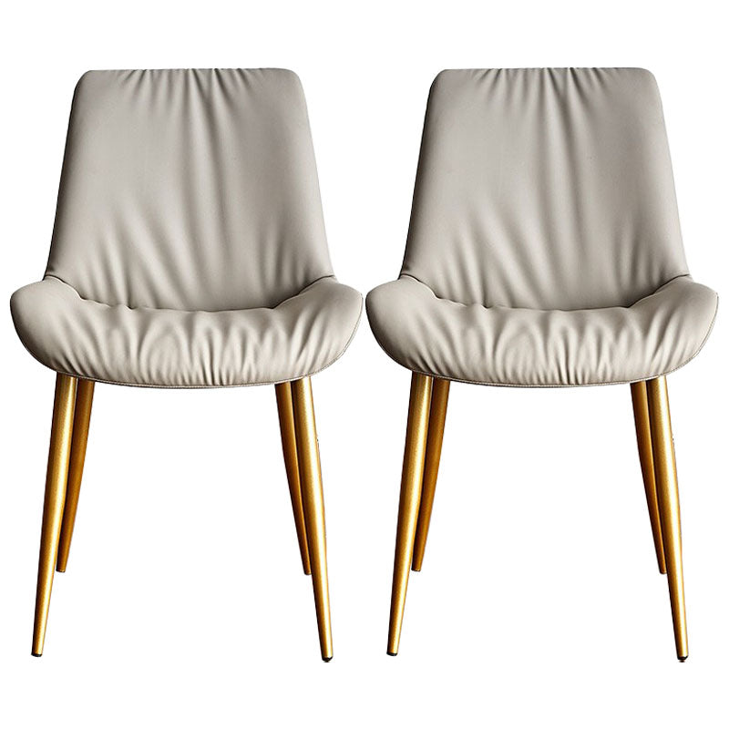 Scandinavian Design Leather Dining Side Chair for Home Armless Solid Back Chair Grey 2 Piece Set Clearhalo 'Dining Chairs' 'Dining Tables & Seating' 'dining_chair' 'furn' 'furn_dining_chair' 'Furniture' 'furniture_dining_chair' 'Kitchen & Dining Furniture' 4760821