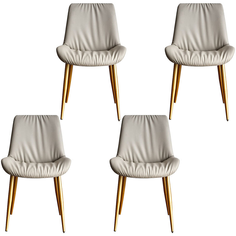 Scandinavian Design Leather Dining Side Chair for Home Armless Solid Back Chair Grey 4 Piece Set Clearhalo 'Dining Chairs' 'Dining Tables & Seating' 'dining_chair' 'furn' 'furn_dining_chair' 'Furniture' 'furniture_dining_chair' 'Kitchen & Dining Furniture' 4760822