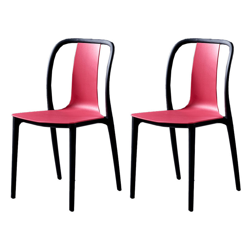 Contemporary Chairs Dining Slat Back Armless Chairs with Plastic Legs Red Set of 2 Clearhalo 'Dining Chairs' 'Dining Tables & Seating' 'dining_chair' 'Furniture' 'furniture_dining_chair' 'Kitchen & Dining Furniture' 4760830