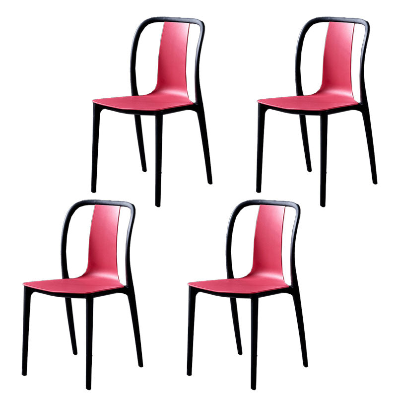 Contemporary Chairs Dining Slat Back Armless Chairs with Plastic Legs Red Set of 4 Clearhalo 'Dining Chairs' 'Dining Tables & Seating' 'dining_chair' 'Furniture' 'furniture_dining_chair' 'Kitchen & Dining Furniture' 4760832