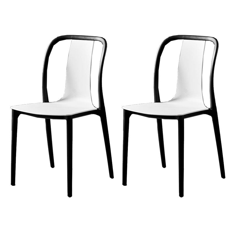 Contemporary Chairs Dining Slat Back Armless Chairs with Plastic Legs White Set of 2 Clearhalo 'Dining Chairs' 'Dining Tables & Seating' 'dining_chair' 'Furniture' 'furniture_dining_chair' 'Kitchen & Dining Furniture' 4760836
