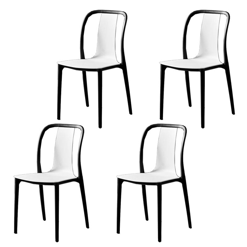 Contemporary Chairs Dining Slat Back Armless Chairs with Plastic Legs White Set of 4 Clearhalo 'Dining Chairs' 'Dining Tables & Seating' 'dining_chair' 'Furniture' 'furniture_dining_chair' 'Kitchen & Dining Furniture' 4760838