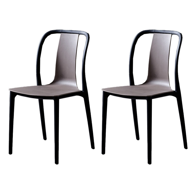 Contemporary Chairs Dining Slat Back Armless Chairs with Plastic Legs Grey Set of 2 Clearhalo 'Dining Chairs' 'Dining Tables & Seating' 'dining_chair' 'Furniture' 'furniture_dining_chair' 'Kitchen & Dining Furniture' 4760842