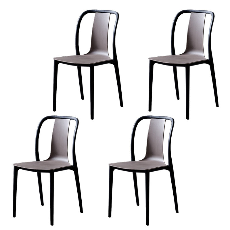 Contemporary Chairs Dining Slat Back Armless Chairs with Plastic Legs Grey Set of 4 Clearhalo 'Dining Chairs' 'Dining Tables & Seating' 'dining_chair' 'Furniture' 'furniture_dining_chair' 'Kitchen & Dining Furniture' 4760844