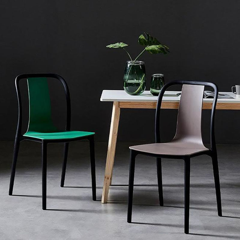 Contemporary Chairs Dining Slat Back Armless Chairs with Plastic Legs Clearhalo 'Dining Chairs' 'Dining Tables & Seating' 'dining_chair' 'Furniture' 'furniture_dining_chair' 'Kitchen & Dining Furniture' 4760845