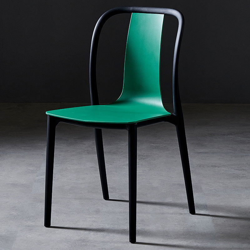 Contemporary Chairs Dining Slat Back Armless Chairs with Plastic Legs Green 1 Piece Clearhalo 'Dining Chairs' 'Dining Tables & Seating' 'dining_chair' 'Furniture' 'furniture_dining_chair' 'Kitchen & Dining Furniture' 4760846