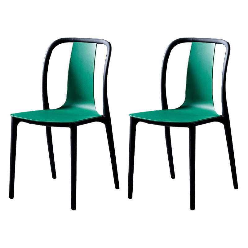 Contemporary Chairs Dining Slat Back Armless Chairs with Plastic Legs Green Set of 2 Clearhalo 'Dining Chairs' 'Dining Tables & Seating' 'dining_chair' 'Furniture' 'furniture_dining_chair' 'Kitchen & Dining Furniture' 4760847