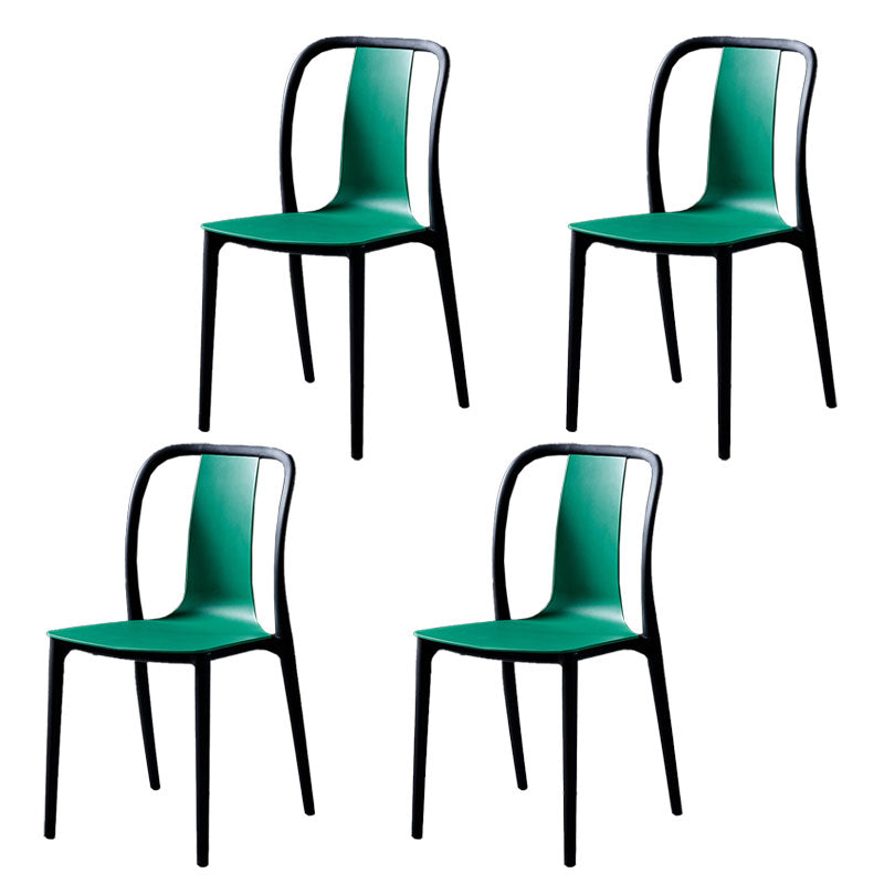Contemporary Chairs Dining Slat Back Armless Chairs with Plastic Legs Green Set of 4 Clearhalo 'Dining Chairs' 'Dining Tables & Seating' 'dining_chair' 'Furniture' 'furniture_dining_chair' 'Kitchen & Dining Furniture' 4760850