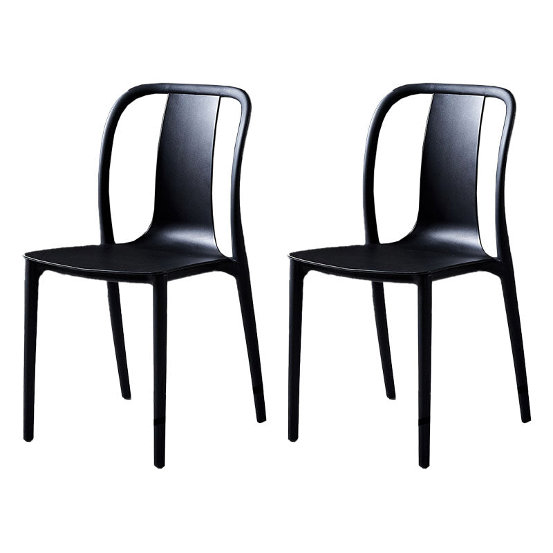 Contemporary Chairs Dining Slat Back Armless Chairs with Plastic Legs Black Set of 2 Clearhalo 'Dining Chairs' 'Dining Tables & Seating' 'dining_chair' 'Furniture' 'furniture_dining_chair' 'Kitchen & Dining Furniture' 4760853