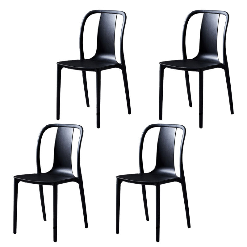 Contemporary Chairs Dining Slat Back Armless Chairs with Plastic Legs Black Set of 4 Clearhalo 'Dining Chairs' 'Dining Tables & Seating' 'dining_chair' 'Furniture' 'furniture_dining_chair' 'Kitchen & Dining Furniture' 4760854