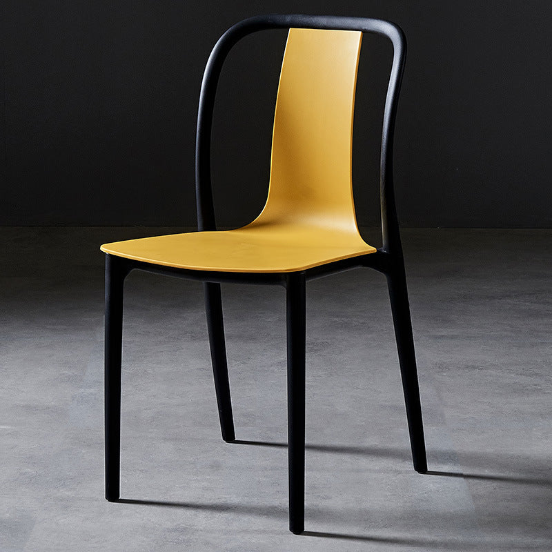 Contemporary Chairs Dining Slat Back Armless Chairs with Plastic Legs Yellow 1 Piece Clearhalo 'Dining Chairs' 'Dining Tables & Seating' 'dining_chair' 'Furniture' 'furniture_dining_chair' 'Kitchen & Dining Furniture' 4760855