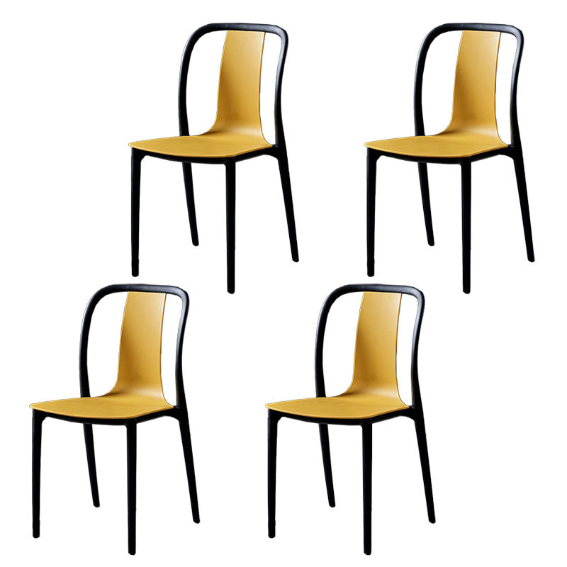 Contemporary Chairs Dining Slat Back Armless Chairs with Plastic Legs Yellow Set of 4 Clearhalo 'Dining Chairs' 'Dining Tables & Seating' 'dining_chair' 'Furniture' 'furniture_dining_chair' 'Kitchen & Dining Furniture' 4760857