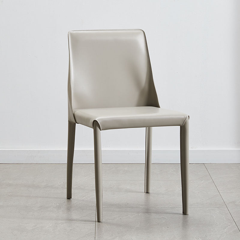 Contemporary Leather Dining Chair Armless Solid Back Chair for Home Light Gray 1 Piece Clearhalo 'Dining Chairs' 'Dining Tables & Seating' 'dining_chair' 'furn' 'furn_dining_chair' 'Furniture' 'furniture_dining_chair' 'Kitchen & Dining Furniture' 4760860