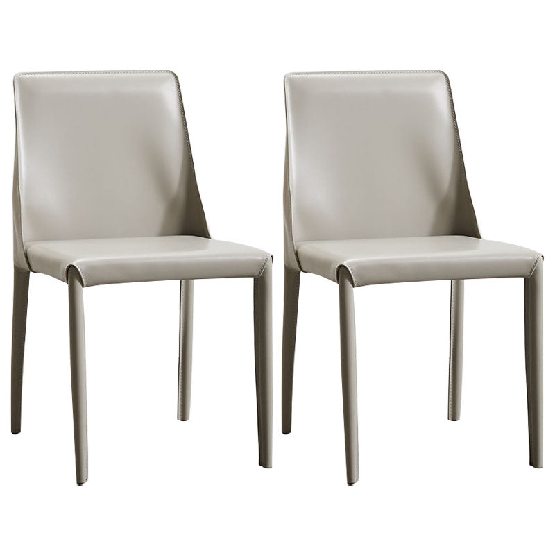Contemporary Leather Dining Chair Armless Solid Back Chair for Home Light Gray 2 Piece Set Clearhalo 'Dining Chairs' 'Dining Tables & Seating' 'dining_chair' 'furn' 'furn_dining_chair' 'Furniture' 'furniture_dining_chair' 'Kitchen & Dining Furniture' 4760861