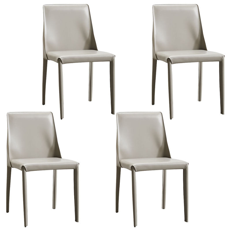 Contemporary Leather Dining Chair Armless Solid Back Chair for Home Light Gray 4 Piece Set Clearhalo 'Dining Chairs' 'Dining Tables & Seating' 'dining_chair' 'furn' 'furn_dining_chair' 'Furniture' 'furniture_dining_chair' 'Kitchen & Dining Furniture' 4760864