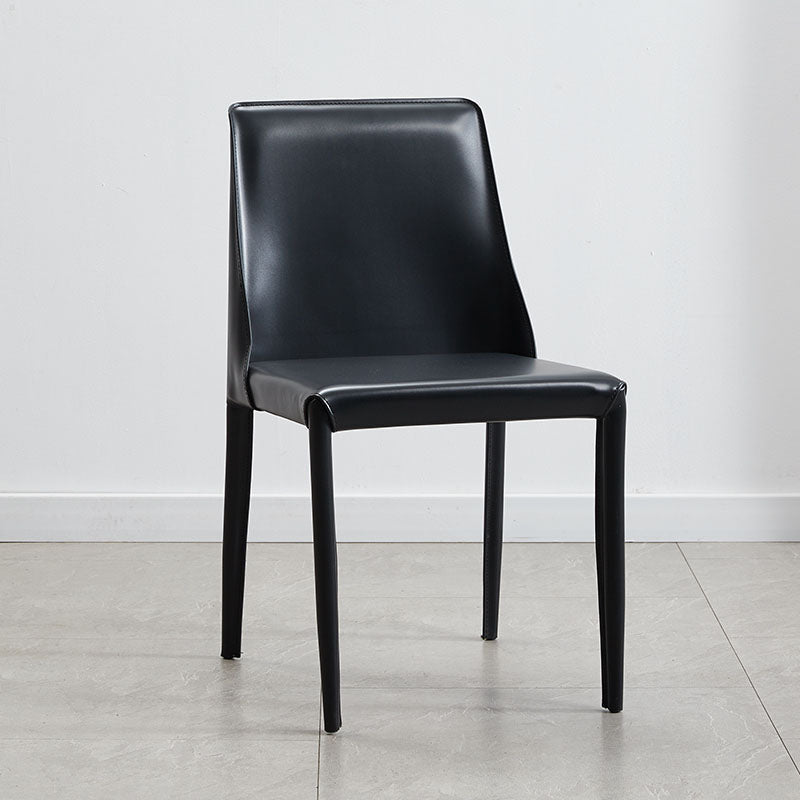 Contemporary Leather Dining Chair Armless Solid Back Chair for Home Black 1 Piece Clearhalo 'Dining Chairs' 'Dining Tables & Seating' 'dining_chair' 'furn' 'furn_dining_chair' 'Furniture' 'furniture_dining_chair' 'Kitchen & Dining Furniture' 4760866
