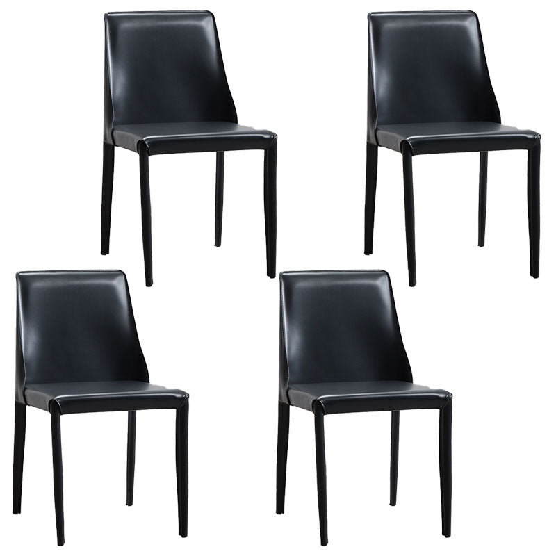 Contemporary Leather Dining Chair Armless Solid Back Chair for Home Black 4 Piece Set Clearhalo 'Dining Chairs' 'Dining Tables & Seating' 'dining_chair' 'furn' 'furn_dining_chair' 'Furniture' 'furniture_dining_chair' 'Kitchen & Dining Furniture' 4760869