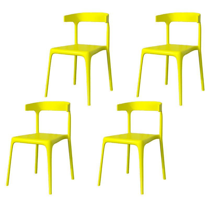 Contemporary Stackable Chairs Dining Kitchen Armless Chair with Plastic Legs Yellow 4 Piece Set Clearhalo 'Dining Chairs' 'Dining Tables & Seating' 'dining_chair' 'furn' 'furn_dining_chair' 'Furniture' 'furniture_dining_chair' 'Kitchen & Dining Furniture' 4760887
