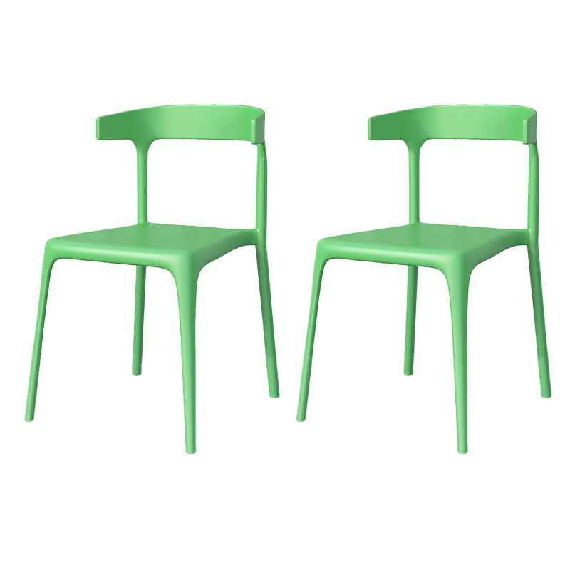 Contemporary Stackable Chairs Dining Kitchen Armless Chair with Plastic Legs Green 2 Piece Set Clearhalo 'Dining Chairs' 'Dining Tables & Seating' 'dining_chair' 'furn' 'furn_dining_chair' 'Furniture' 'furniture_dining_chair' 'Kitchen & Dining Furniture' 4760892