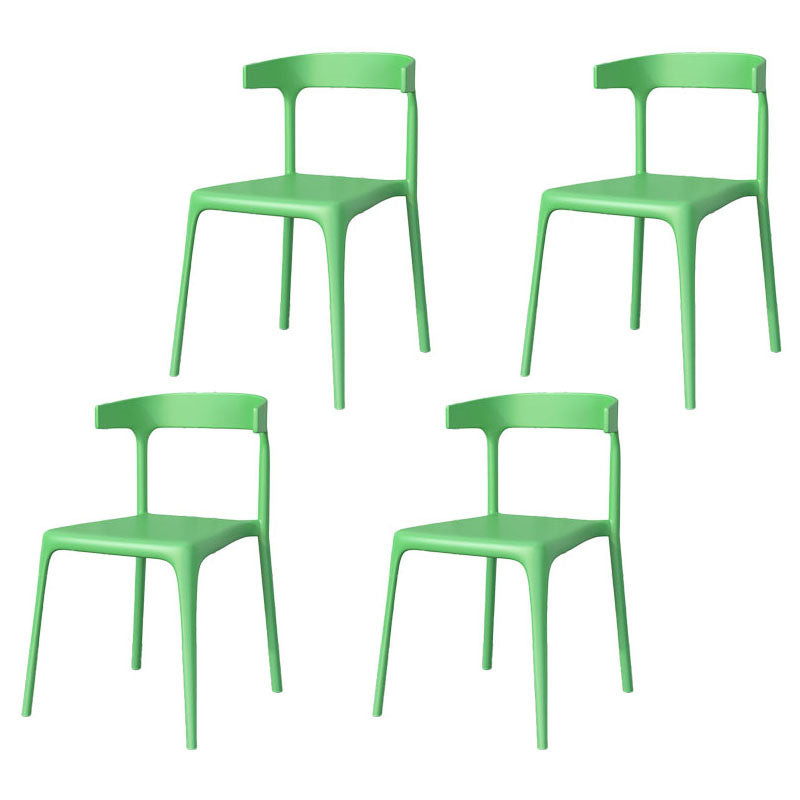 Contemporary Stackable Chairs Dining Kitchen Armless Chair with Plastic Legs Green 4 Piece Set Clearhalo 'Dining Chairs' 'Dining Tables & Seating' 'dining_chair' 'furn' 'furn_dining_chair' 'Furniture' 'furniture_dining_chair' 'Kitchen & Dining Furniture' 4760894