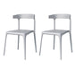 Contemporary Stackable Chairs Dining Kitchen Armless Chair with Plastic Legs Grey 2 Piece Set Clearhalo 'Dining Chairs' 'Dining Tables & Seating' 'dining_chair' 'furn' 'furn_dining_chair' 'Furniture' 'furniture_dining_chair' 'Kitchen & Dining Furniture' 4760896