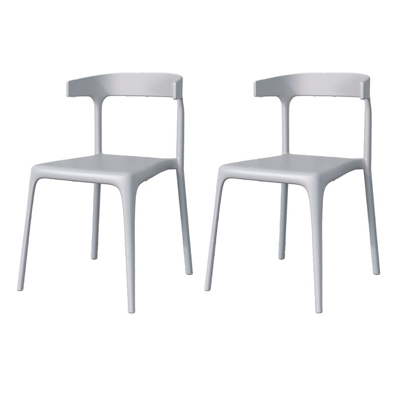 Contemporary Stackable Chairs Dining Kitchen Armless Chair with Plastic Legs Grey 2 Piece Set Clearhalo 'Dining Chairs' 'Dining Tables & Seating' 'dining_chair' 'furn' 'furn_dining_chair' 'Furniture' 'furniture_dining_chair' 'Kitchen & Dining Furniture' 4760896