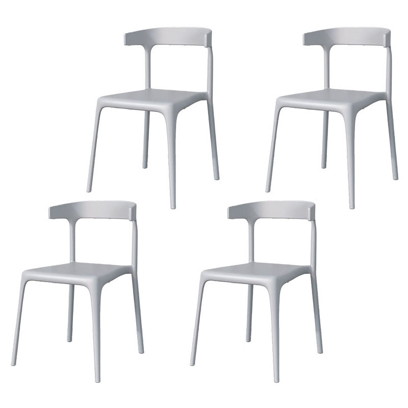 Contemporary Stackable Chairs Dining Kitchen Armless Chair with Plastic Legs Grey 4 Piece Set Clearhalo 'Dining Chairs' 'Dining Tables & Seating' 'dining_chair' 'furn' 'furn_dining_chair' 'Furniture' 'furniture_dining_chair' 'Kitchen & Dining Furniture' 4760899
