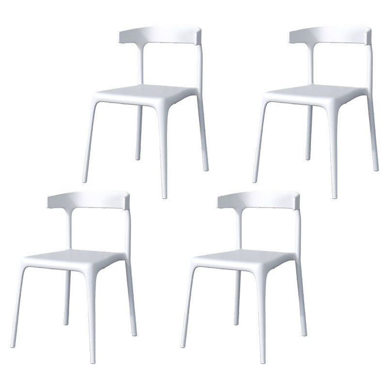 Contemporary Stackable Chairs Dining Kitchen Armless Chair with Plastic Legs White 4 Piece Set Clearhalo 'Dining Chairs' 'Dining Tables & Seating' 'dining_chair' 'furn' 'furn_dining_chair' 'Furniture' 'furniture_dining_chair' 'Kitchen & Dining Furniture' 4760902