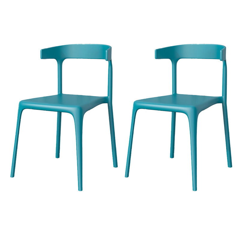 Contemporary Stackable Chairs Dining Kitchen Armless Chair with Plastic Legs Dark Blue 2 Piece Set Clearhalo 'Dining Chairs' 'Dining Tables & Seating' 'dining_chair' 'furn' 'furn_dining_chair' 'Furniture' 'furniture_dining_chair' 'Kitchen & Dining Furniture' 4760904