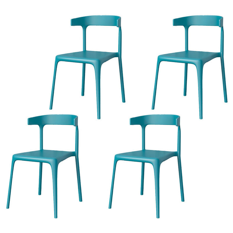 Contemporary Stackable Chairs Dining Kitchen Armless Chair with Plastic Legs Dark Blue 4 Piece Set Clearhalo 'Dining Chairs' 'Dining Tables & Seating' 'dining_chair' 'furn' 'furn_dining_chair' 'Furniture' 'furniture_dining_chair' 'Kitchen & Dining Furniture' 4760905
